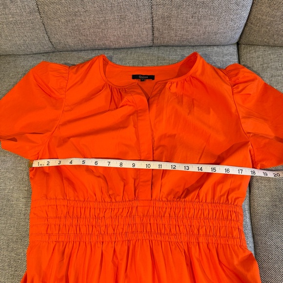 QUINCE Organic Poplin Tiered Maxi Dress, Orange / Red | Sz LG NWOT - Picture 7 of 8